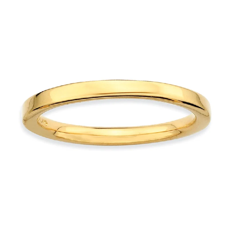 Timeless Jewelry, Timeless Savings – Don't Wait 2.25mm Stackable 14K Yellow Gold Plated Silver Semi Rounded Band