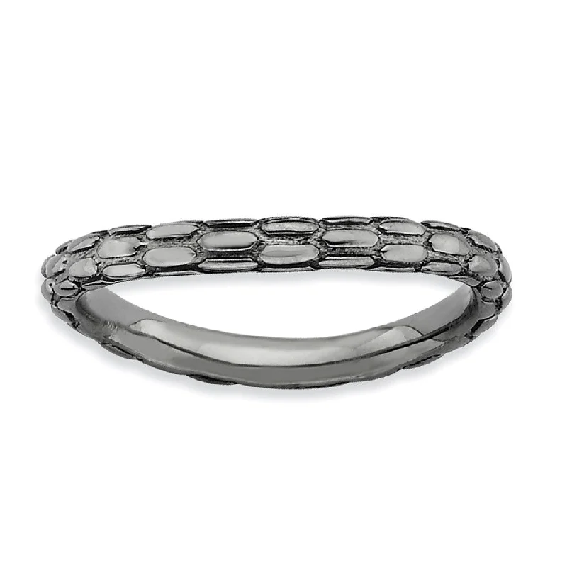 Once-A-Year Jewelry Deals – Shop Before They’Re Gone 2.25mm Stackable Black Plated Silver Curved Dragon Skin Band