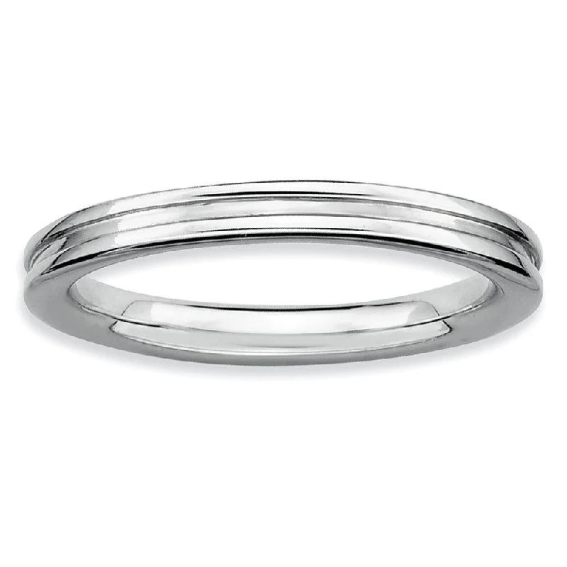 Trending Jewelry Now At Unbeatable Prices 2.25mm Stackable Sterling Silver Grooved Band