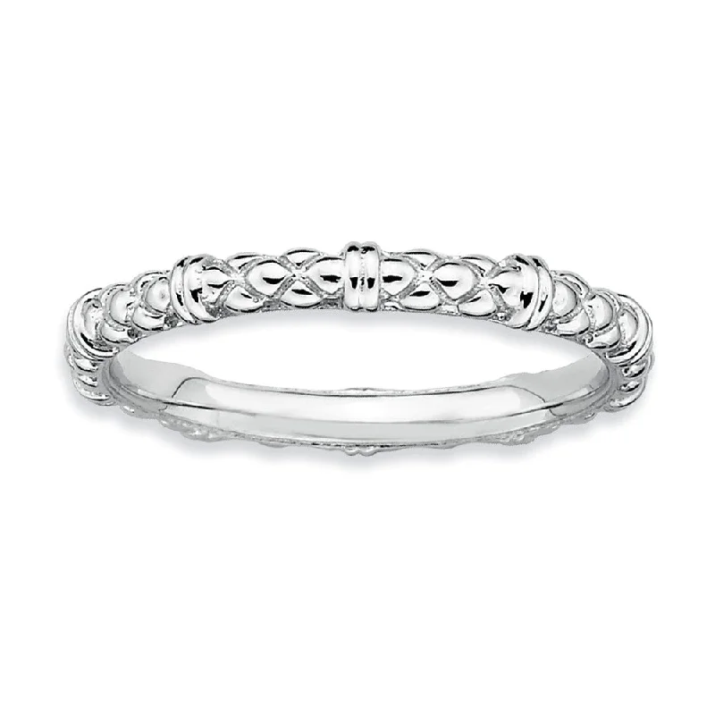 Trendy Minimalist Jewelry For Everyday Wear 2.25mm Stackable Sterling Silver Popcorn Band