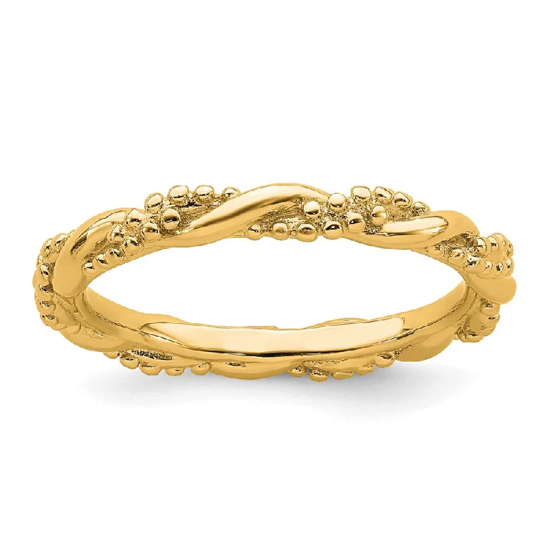 2.25mm Sterling Silver 14k Yellow Gold Plated Stackable Twist Band