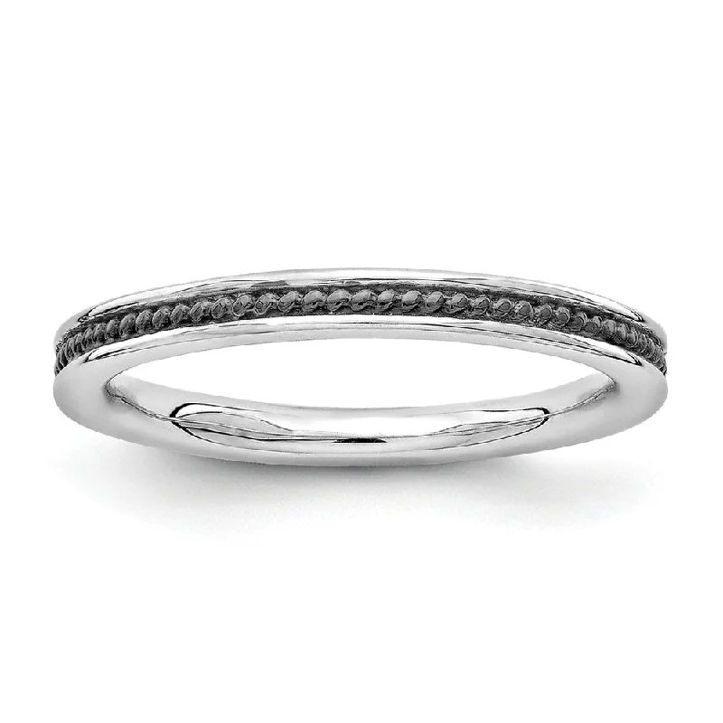 Chic, Trendy, And Affordable Jewelry Sale 2.25mm Sterling Silver Stackable Black Ruthenium Plated Channeled Band