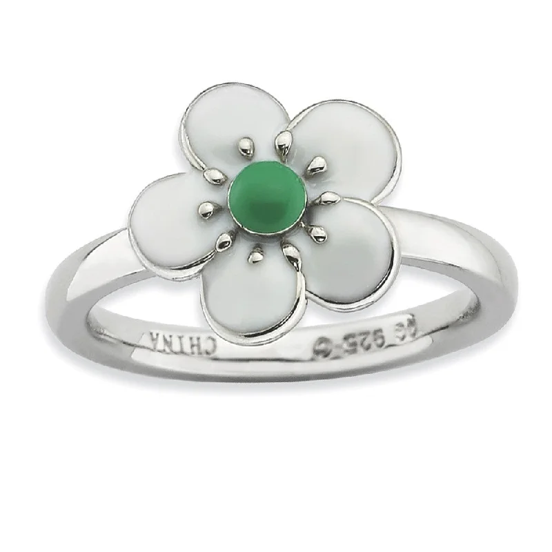 High-End Sparkle, Low-End Prices – Shop Now 2.25mm Sterling Silver Stackable Enameled Hawthorn Ring