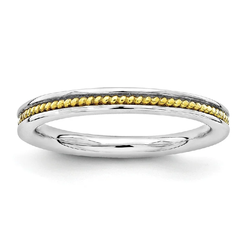 Huge Markdowns On Premium Jewelry Styles 2.25mm Sterling Silver Stackable Gold Tone Plated Channeled Band