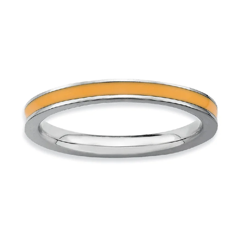 Sparkle For Less – Shop Jewelry Deals Now 2.25mm Sterling Silver Stackable Orange Enameled Band