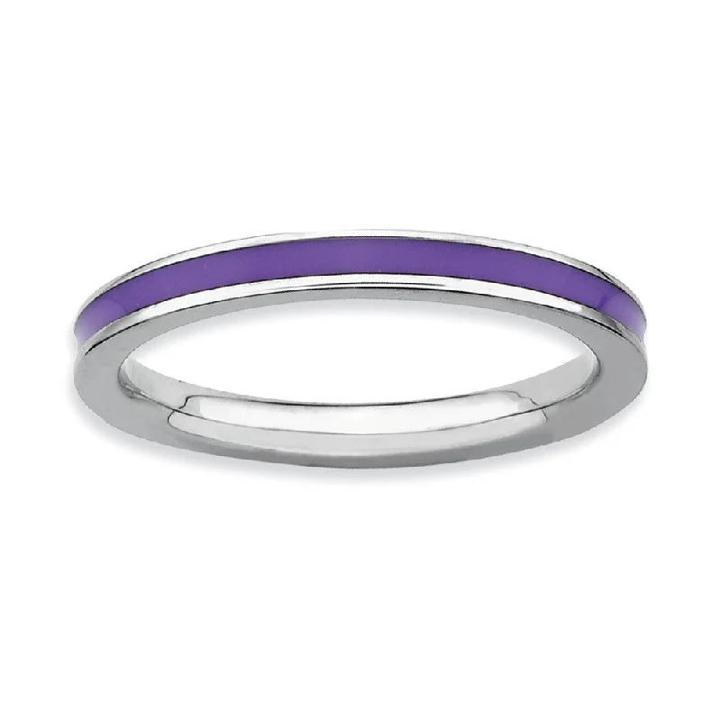 Shine Bright With Our Special Jewelry Promotions 2.25mm Sterling Silver Stackable Purple Enameled Band
