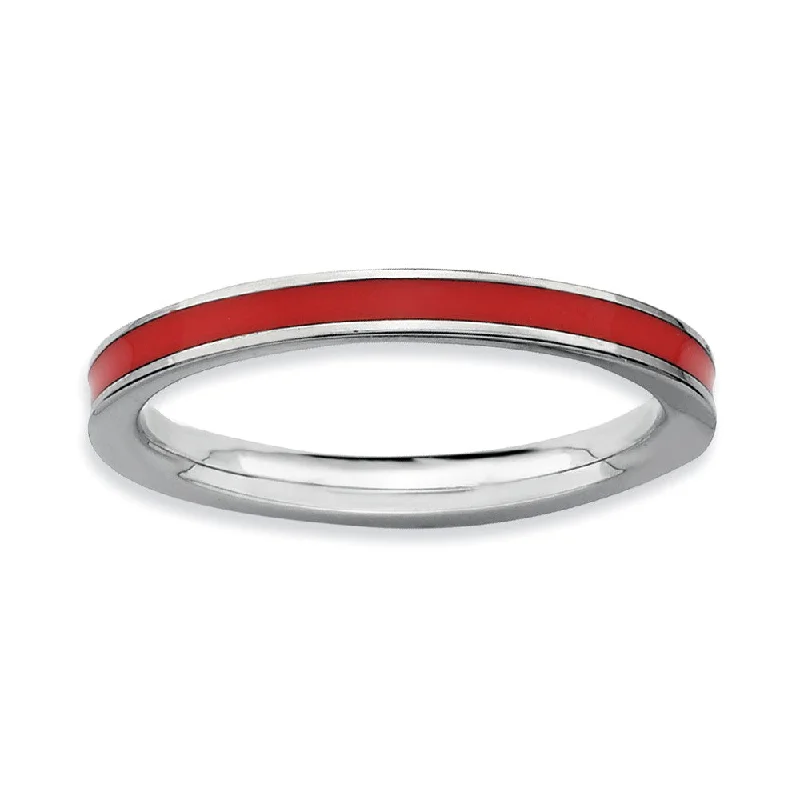Elegant Jewelry At Unbeatable Prices – Shop Today 2.25mm Sterling Silver Stackable Red Enameled Band