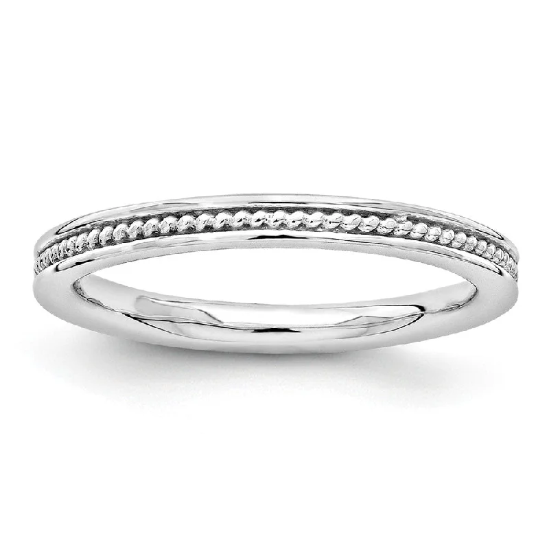 Big Discounts On Elegant Jewelry Collections 2.25mm Sterling Silver Stackable Rhodium Plated Channeled Band