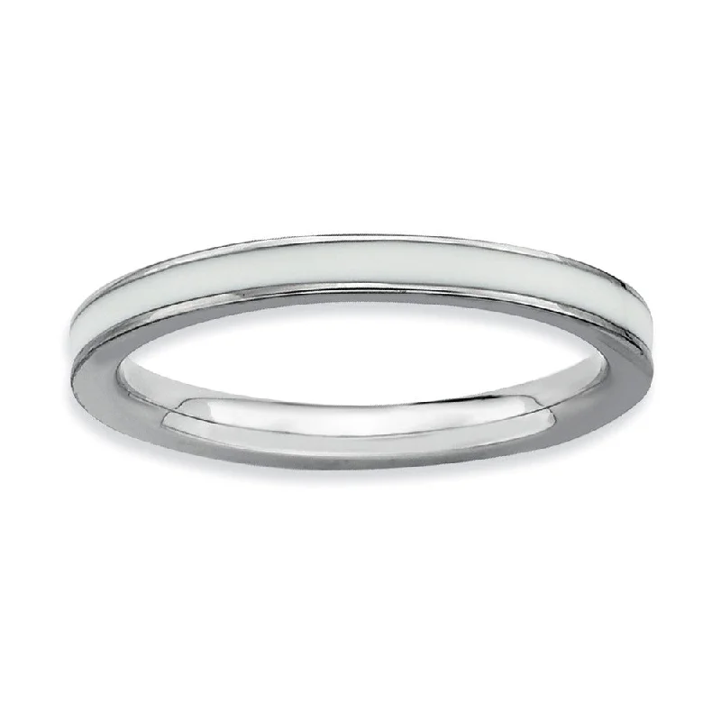 Elevate Your Jewelry Collection With Limited-Time Savings 2.25mm Sterling Silver Stackable White Enameled Band