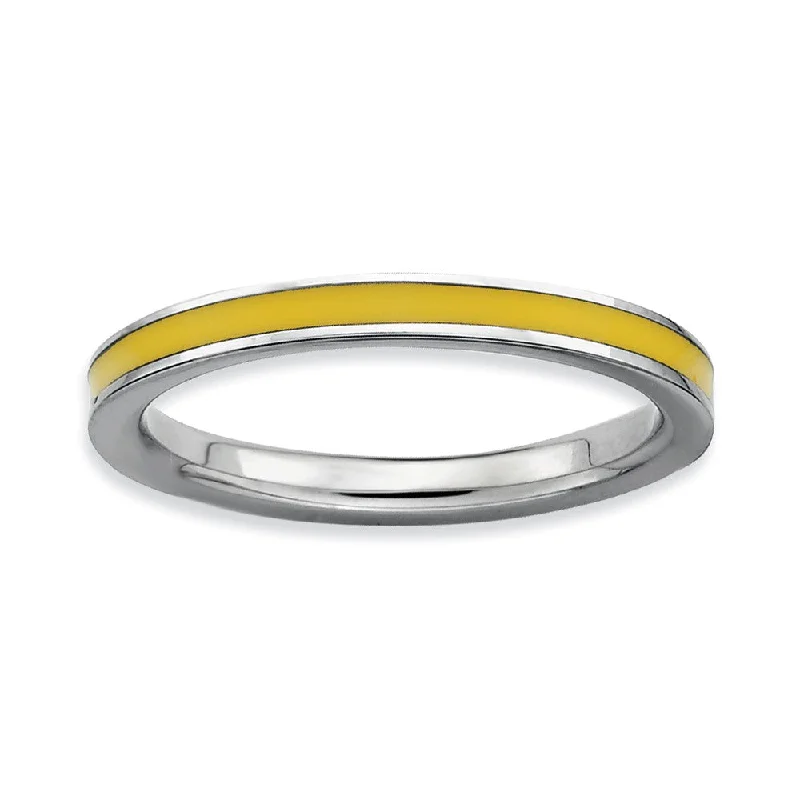 Must-Have Jewelry Pieces At Reduced Prices 2.25mm Sterling Silver Stackable Yellow Enameled Band
