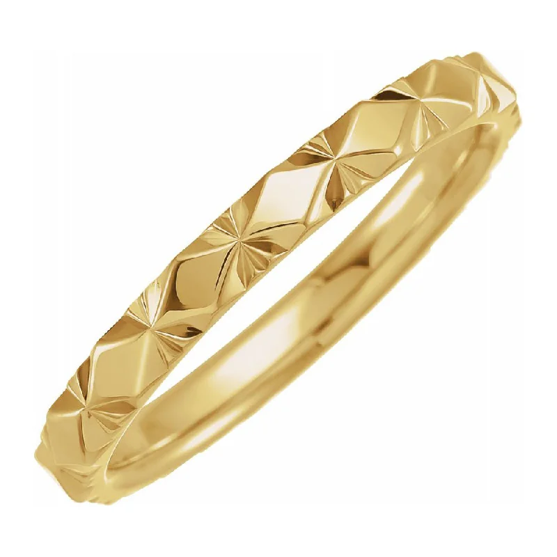 2.5mm 10K Yellow Gold Diamond Cut Faceted Standard Fit Band