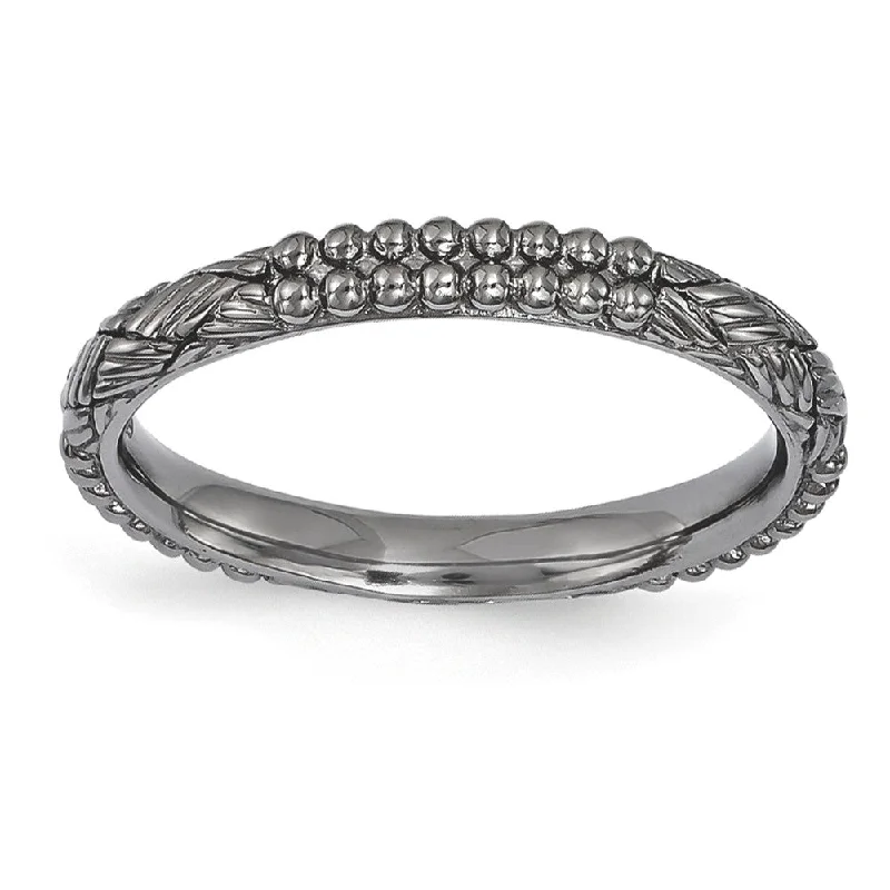 Jewelry Sale – Exclusive Styles At Lower Prices 2.5mm Black Plated Sterling Silver Stackable Patterned Band