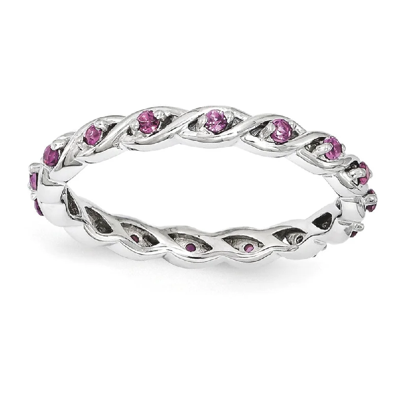 Luxury Jewelry At Unbeatable Discounts 2.5mm Rhodium Plated Sterling Silver Stackable Rhod. Garnet Twist Band
