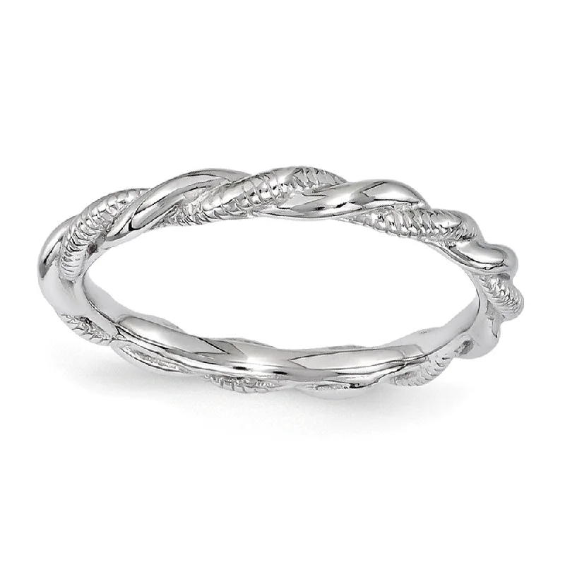 Best Jewelry Sale Prices – Limited-Time Offer 2.5mm Rhodium Plated Sterling Silver Stackable Twisted Band