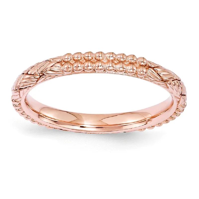 Celebrate With Sparkle – Jewelry Sale Now Live 2.5mm Rose Gold Tone Plated Sterling Silver Stackable Patterned Band
