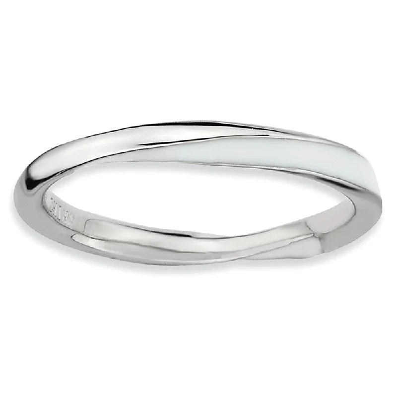 Buy More, Save More – Special Jewelry Discounts 2.5mm Silver Twisted White Enameled Stackable Band