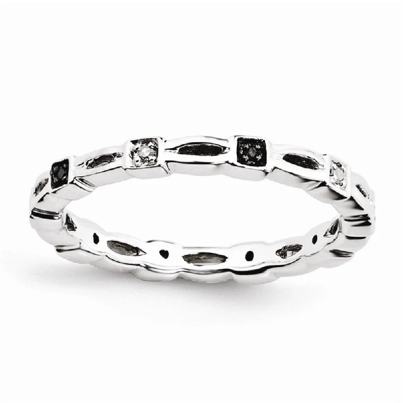 Shop Stylish Jewelry Now And Save Big 2.5mm Sterling Silver Stackable 0.05Ctw H-I White & Black Diamond Band