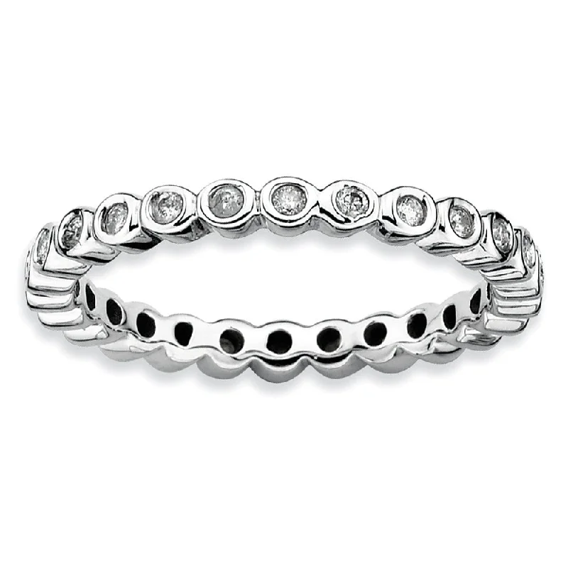 Flash Sale On Stunning Jewelry – Don't Miss Out 2.5mm Sterling Silver Stackable 1/3 Cttw HI/I3 Diamond Band