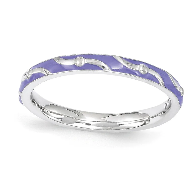 Must-Have Jewelry Pieces At Reduced Prices 2.5mm Sterling Silver Stackable Expressions Purple Enamel Band