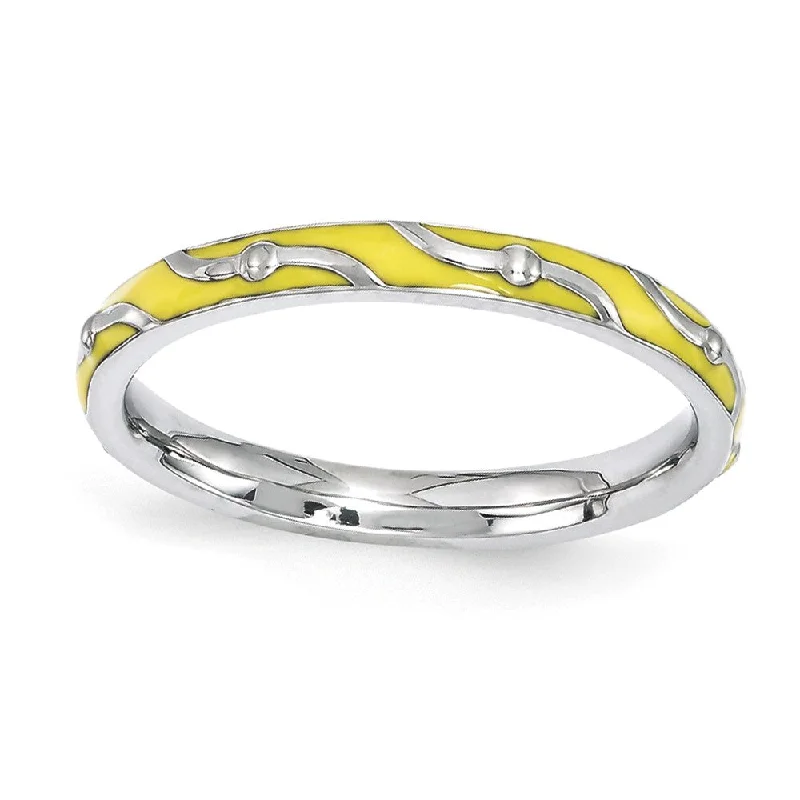 Limited-Time Offer On Premium Jewelry Collections 2.5mm Sterling Silver Stackable Expressions Yellow Enamel Band