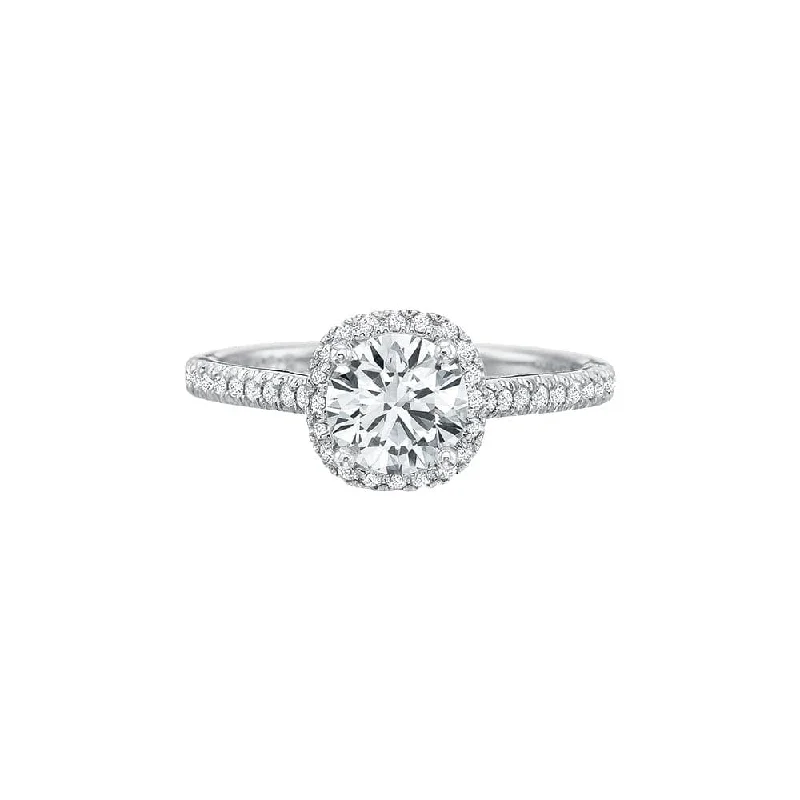 New Aire Petite Cushion Halo Diamond Semi Mount Ring