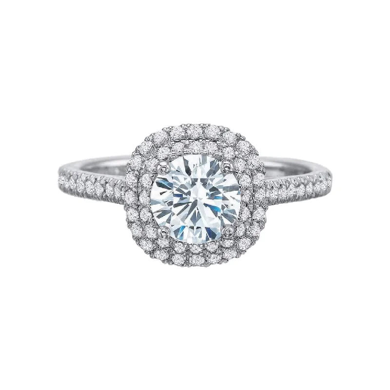 New Aire Double Cushion Halo Diamond Semi Mount Ring