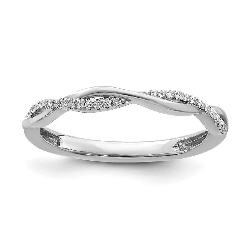 Grab Stylish Jewelry Before The Sale Ends 2mm 14k White Gold 1/15 Ctw Diamond Stackable Twist Band
