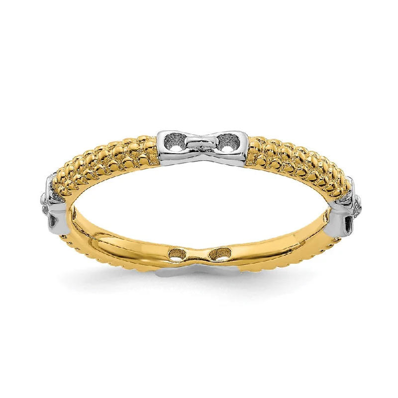 2mm Sterling Silver & 14k Yellow Gold Plated Stackable Band