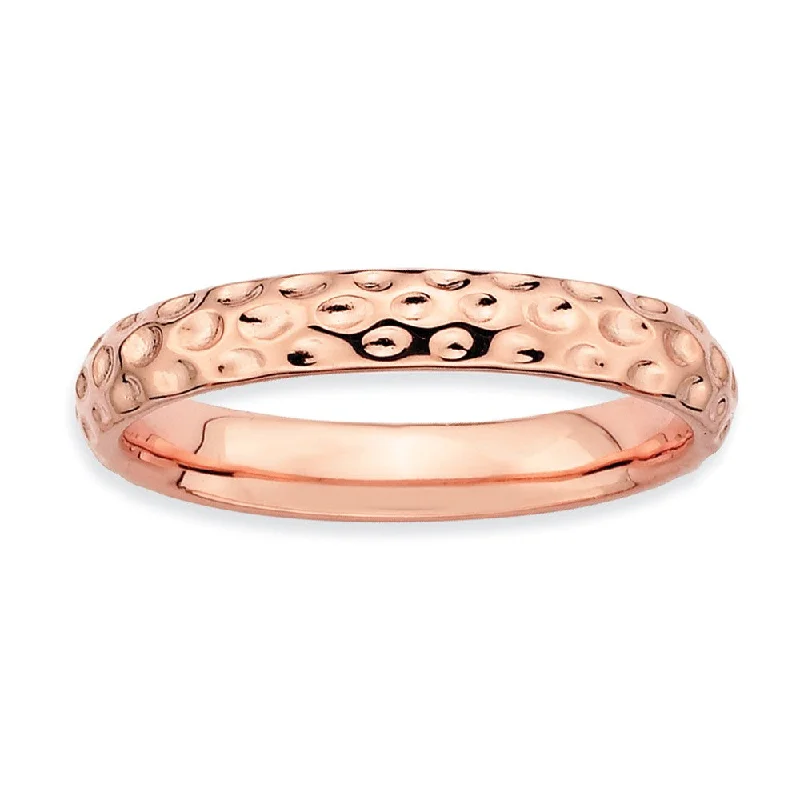 Personalized Jewelry Sale – Meaningful Gifts At Great Prices 3.25mm Stackable 14K Rose Gold Plated Silver Hammered Band