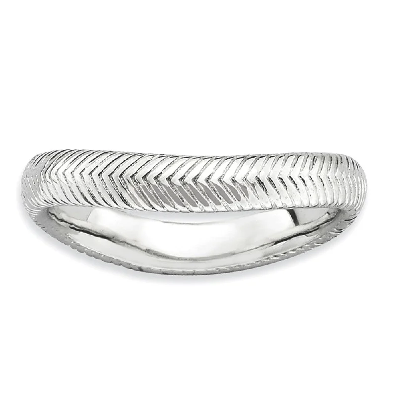 3.25mm Stackable Sterling Silver Curved Herringbone Band