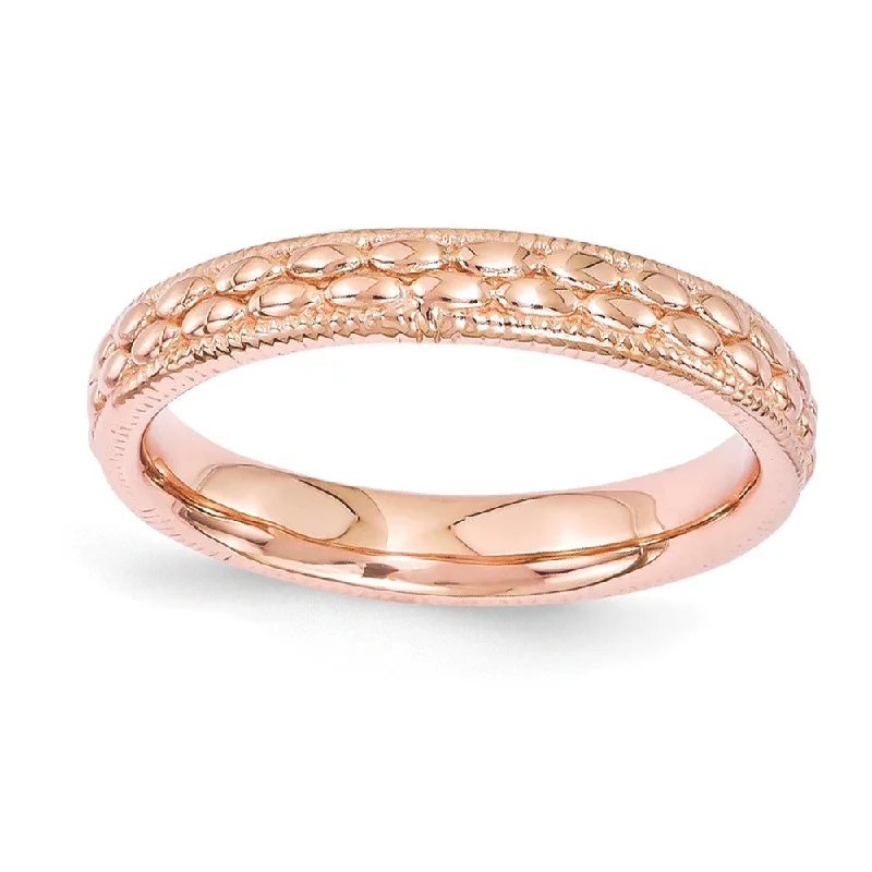Shop Fine Jewelry With Exclusive Savings 3.5mm 14k Rose Gold Plated Sterling Silver Stackable Patterned Band