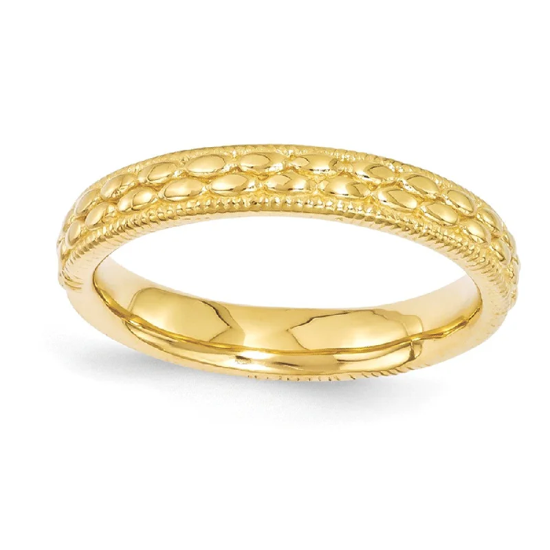 Limited-Time Offer On Elegant Jewelry Pieces 3.5mm 14k Yellow Gold Plated Sterling Silver Stackable Patterned Band