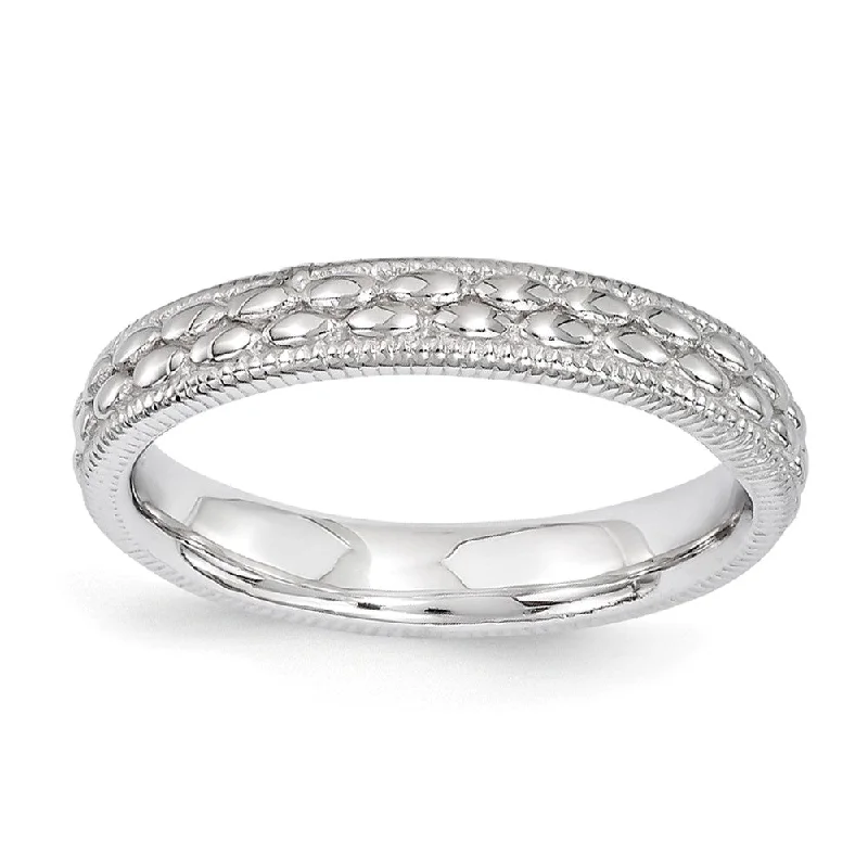 Once-A-Year Jewelry Deals – Shop Before They’Re Gone 3.5mm Rhodium Plated Sterling Silver Stackable Patterned Band