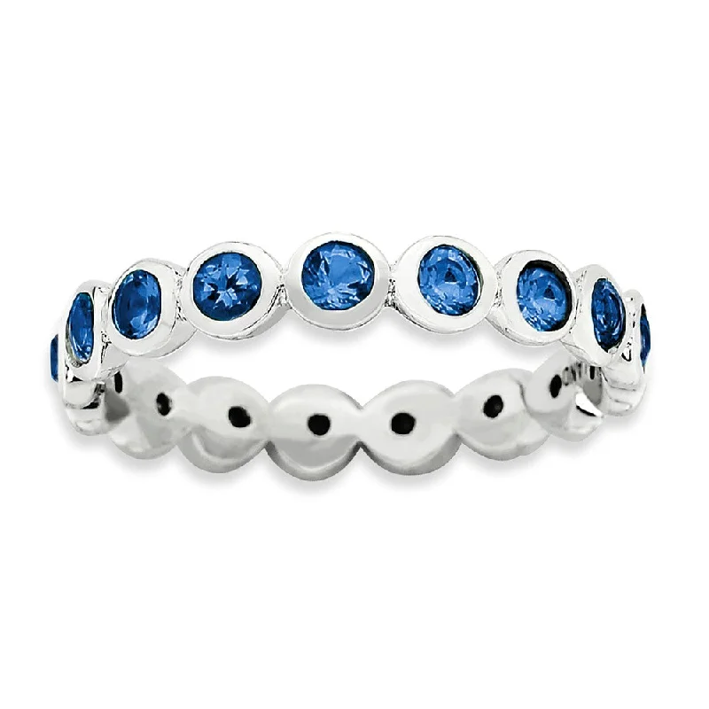 The Perfect Accessory For Less – Jewelry Sale Live 3.5mm Sterling Silver with Dark Blue Crystals Stackable Band