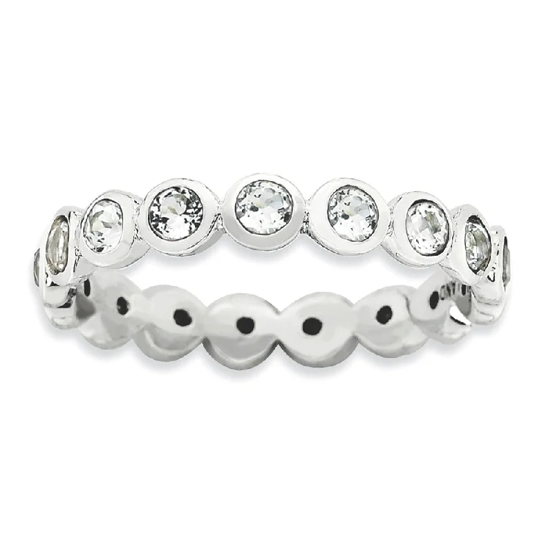 Grab Stylish Jewelry Before The Sale Ends 3.5mm Sterling Silver with Crystals Stackable Band