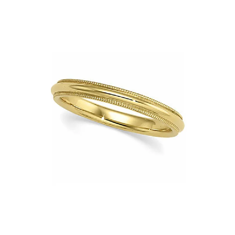 Jewelry Sale Bonanza – Grab Your Sparkle Now 3mm Milgrain Edge Comfort Fit Domed 10k Yellow Gold Band