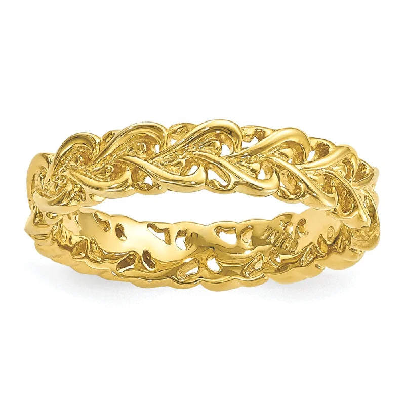 The Biggest Jewelry Sale Of The Year Is Here 4.5mm Gold Tone Plated Sterling Silver Stackable Carved Heart Band
