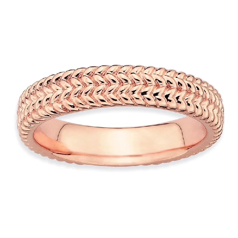 Jewelry Clearance Event – Last Chance For Stunning Deals 4.5mm Stackable 14K Rose Gold Plated Silver Wheat Band