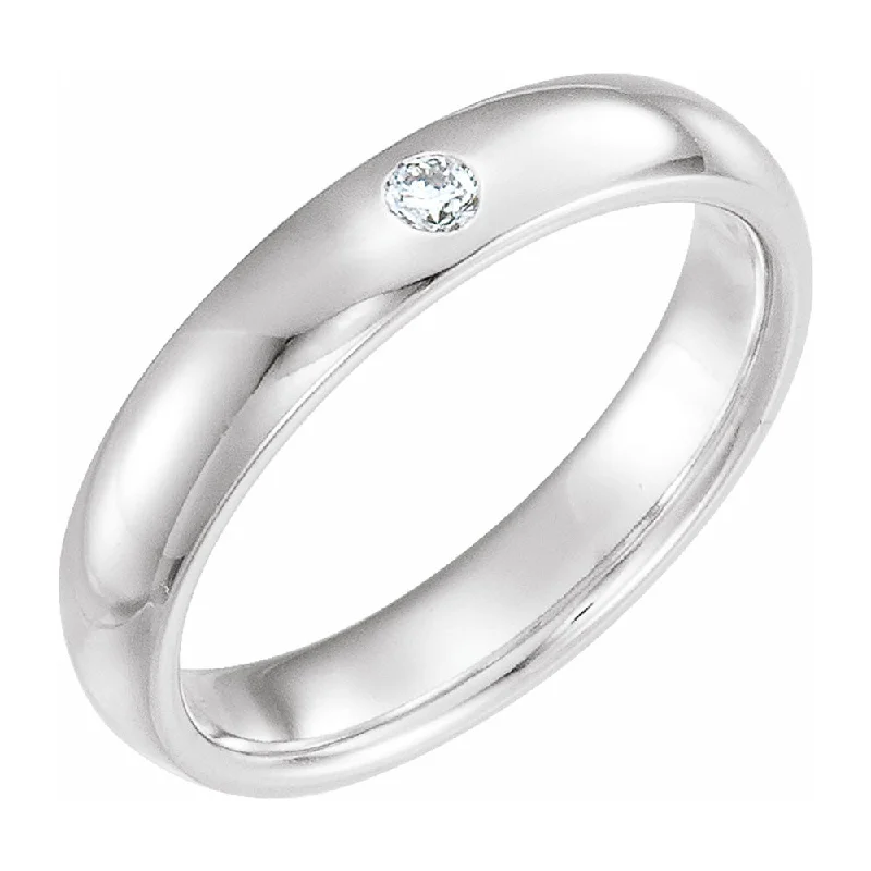 Shop Stylish Jewelry Now And Save Big 4mm 14k White Gold .06 CT Diamond Half Round Comfort Fit Band