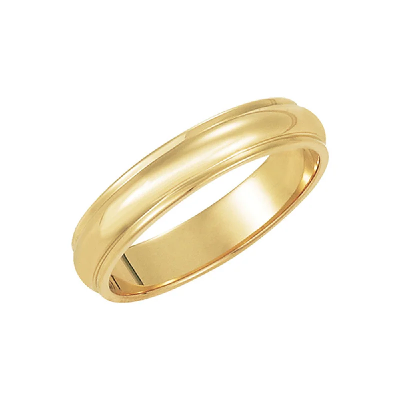 4mm Half Round Ridged Edge Band in 14k Yellow Gold