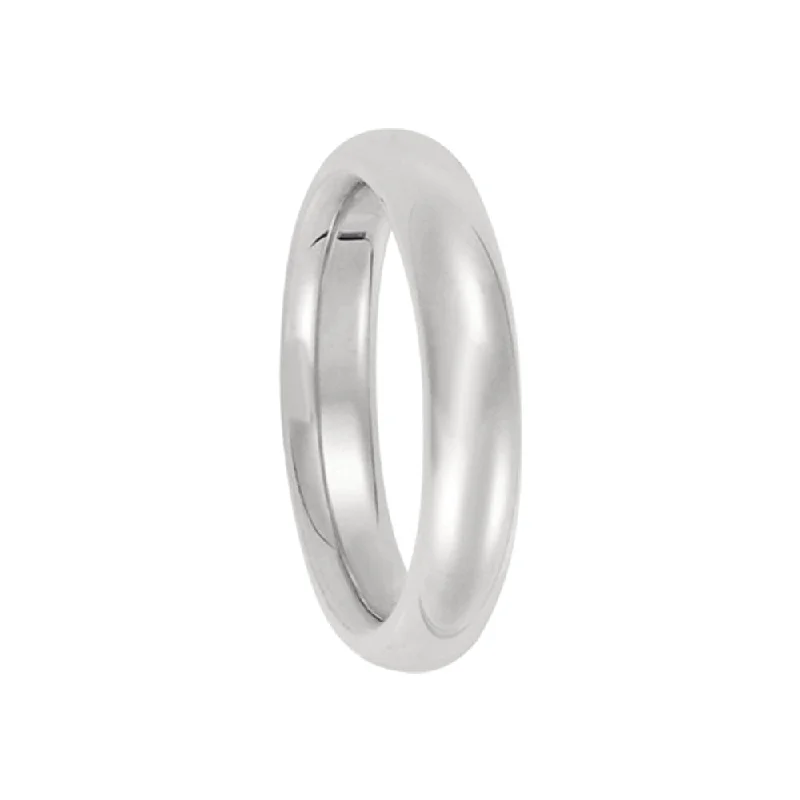 4mm Heavy Polished Domed Comfort Fit 14k White Gold Band