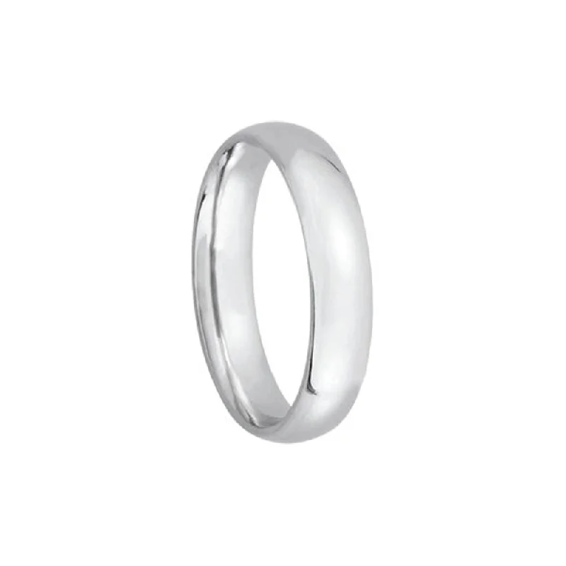 4mm Light Domed Comfort Fit Wedding Band in 14k White Gold