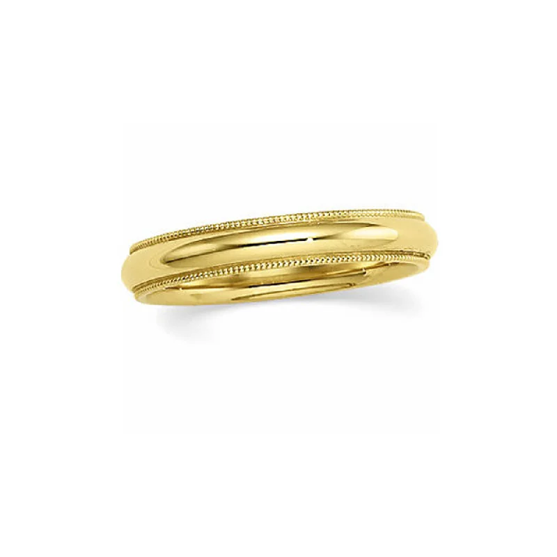 4mm Milgrain Edge Comfort Fit Domed Band in 10k Yellow Gold