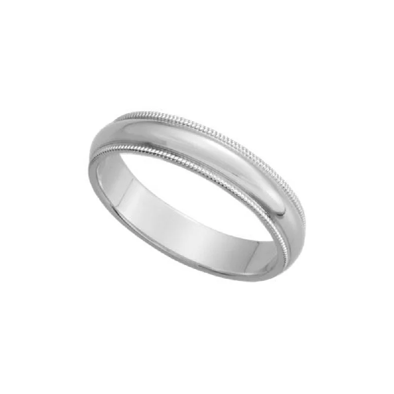 4mm Milgrain Edge Domed Band in 14k White Gold