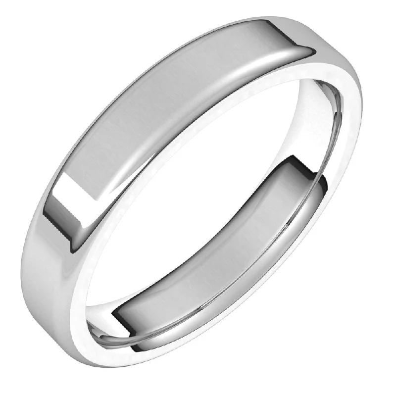 4mm Platinum Polished Round Edge Comfort Fit Flat Band