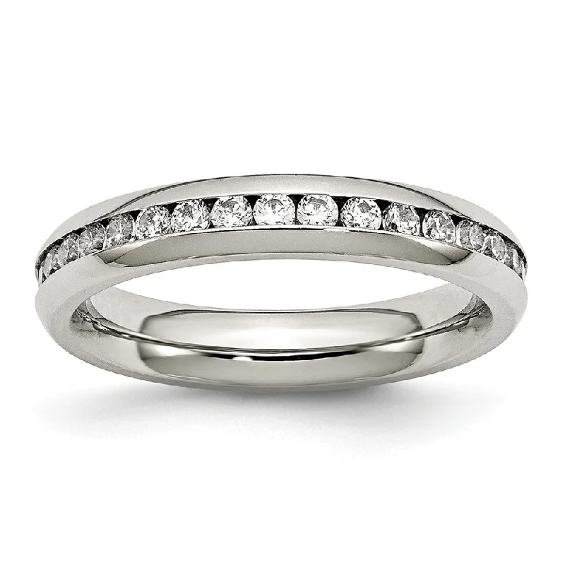 Luxury Jewelry At Budget-Friendly Prices – Grab Yours Now 4mm Stainless Steel And Clear Cubic Zirconia Stackable Band
