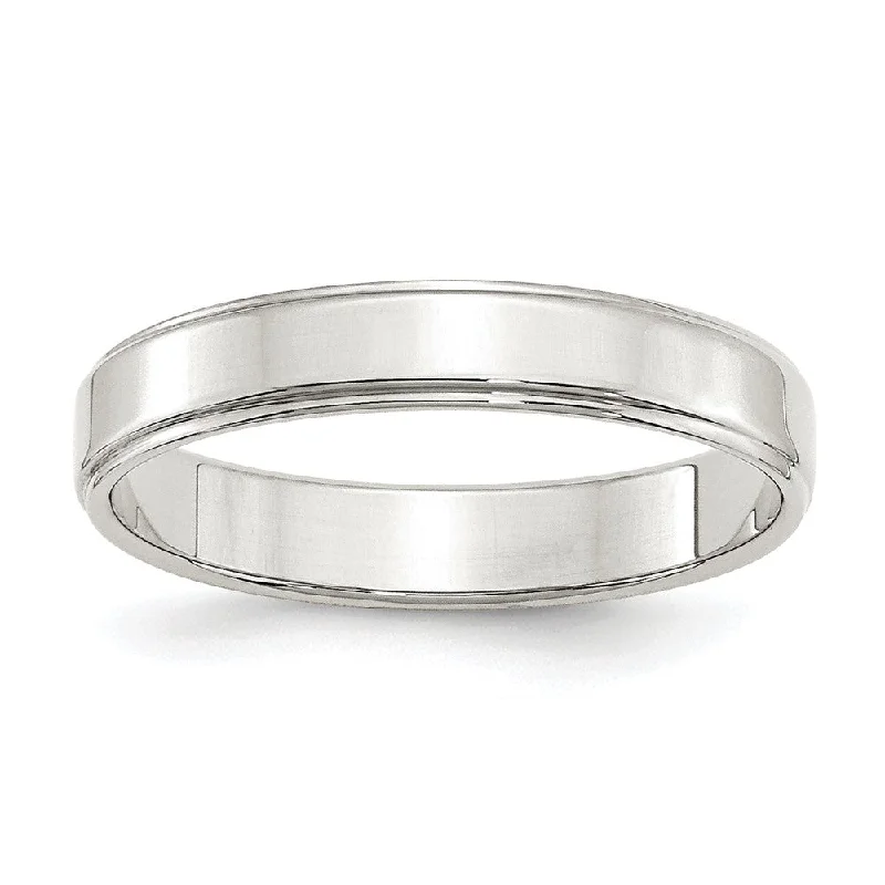 4mm Sterling Silver Light Flat Ridge Edge Standard Fit Band