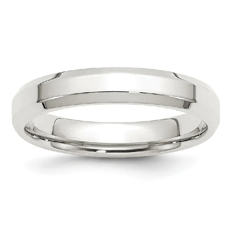 4mm Sterling Silver Polished Beveled Edge Comfort Fit Band