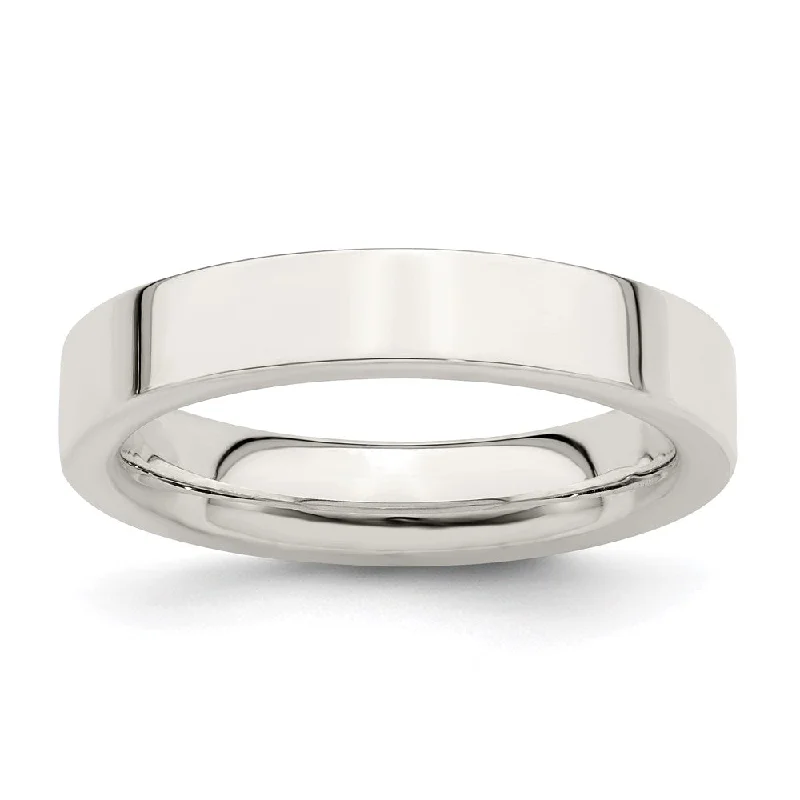 4mm Sterling Silver Polished Flat Comfort Fit Band