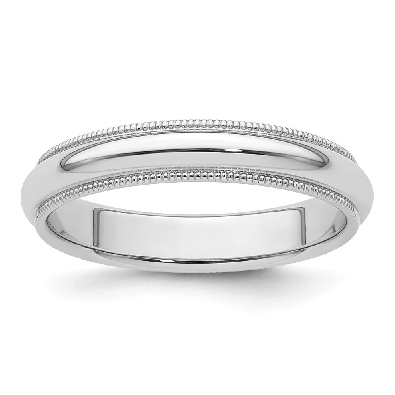 4mm to 6mm Platinum Milgrain Edge Domed Comfort Fit Band